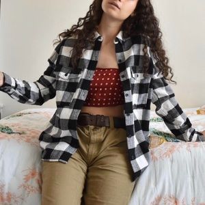 Checkered black and white flannel